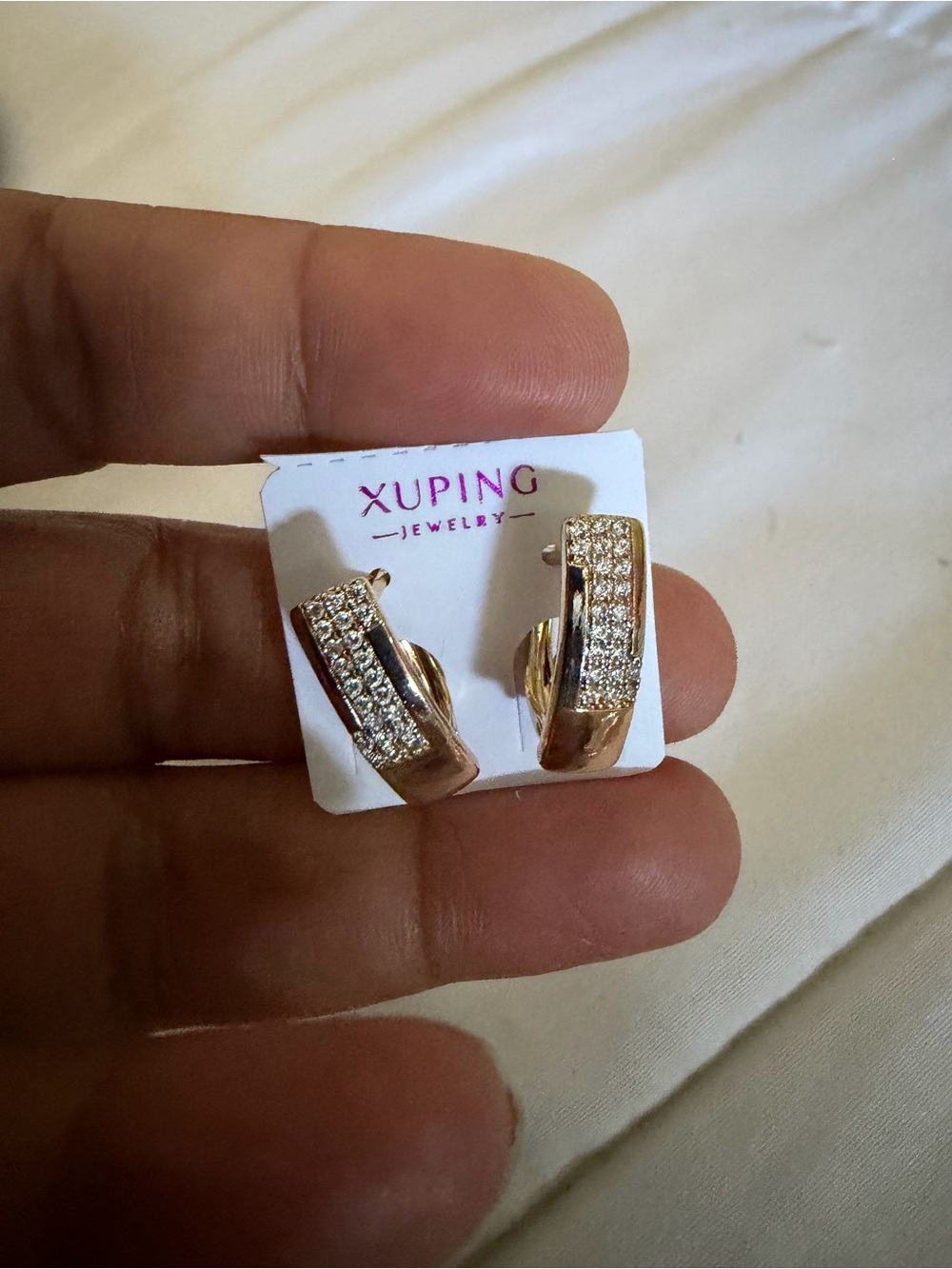Ping Gold Crystal Pavé Hoop Earrings